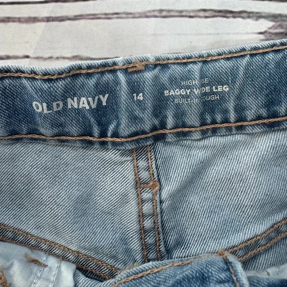 NWT Old Navy High Rise Baggy Wide Leg Girls Jeans Size 14 - Picture 4 of 7